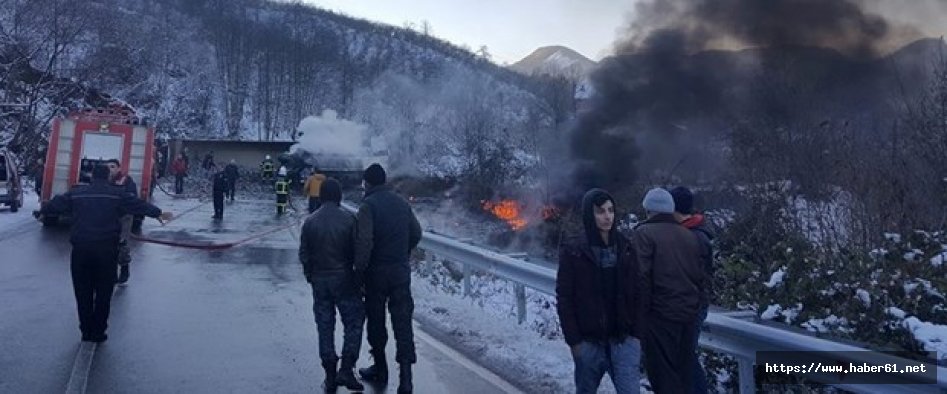 Korkunç kaza: TIR ile yakıt tankeri çarpıştı