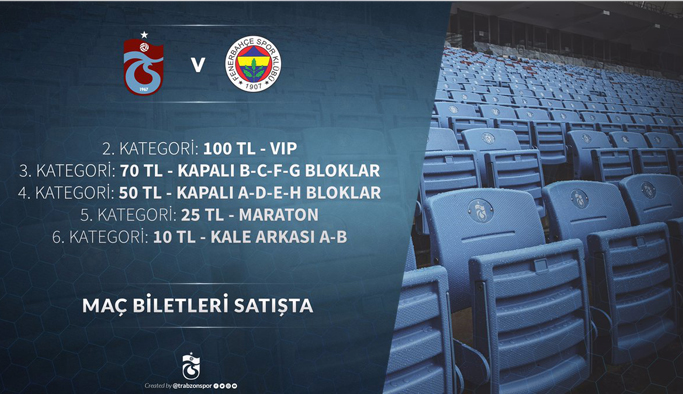 Trabzonspor Fenerbahçe maçının biletleri satışa çıktı