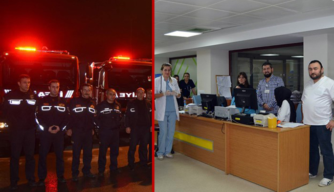 Trabzon'da sağlıkçılar ve itfaiye görevlileri yeni yıla çalışarak girdi