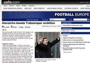 Alanzinho UEFA'nın sitesinde