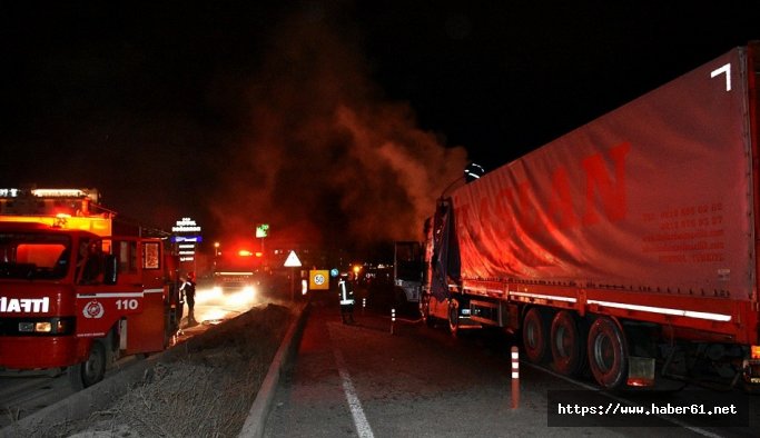 Beyaz eşya tırı yandı