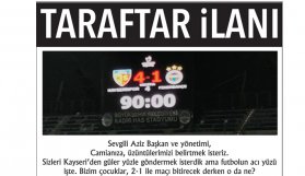 Kayserispor taraftarı Aziz Yıldırım için gazeteye ilan verdi