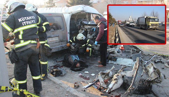 Trabzon plakalı çöp kamyonu Kütahya'da kaza yaptı!