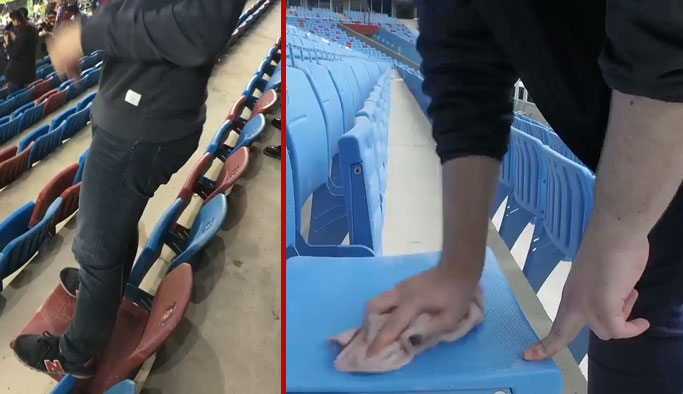 Trabzonspor'un Medicalpark Arena'da koltuklara basan gence cezası dünya basınında