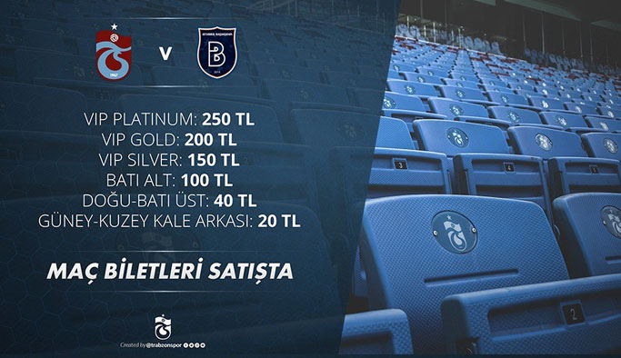 Trabzonspor'un Başakşehir maçı bilet fiyatları belli oldu