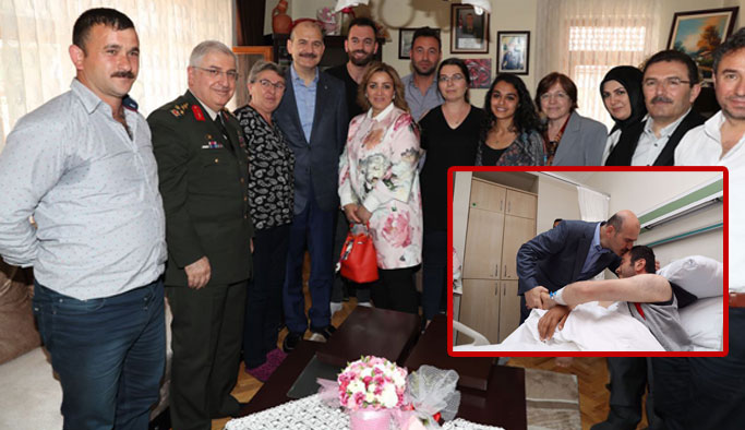 Bakan Soylu'dan Şehit ailesine ve gaziye ziyaret
