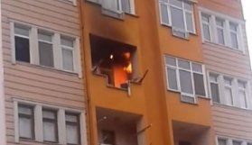 Akçaabat'ta bir binada yangın meydana geldi