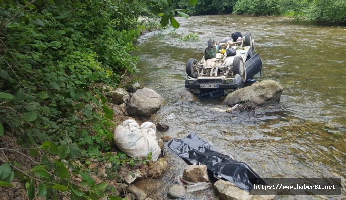 Otomobil dereye uçtu: 1 ölü, 2 yaralı