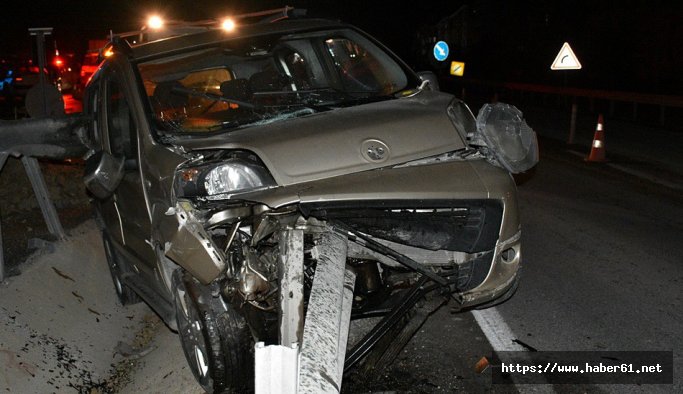  Bariyere ok gibi saplanan araçtan mucize kurtuluş