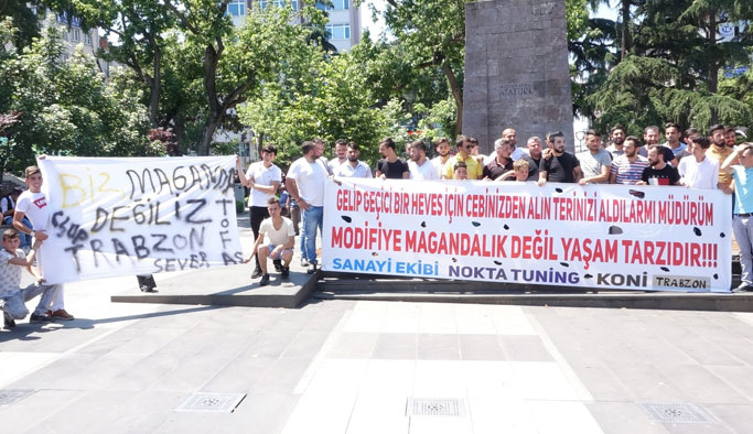 Trabzon'da Modifiye tutkunlarının ceza protestosu