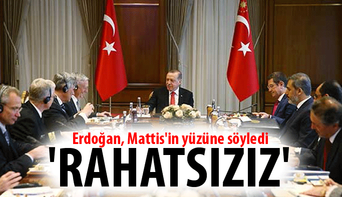 Erdoğan, Mattis'in yüzüne söyledi: 'Rahatsızız'