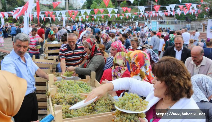 Trabzon'da bedava üzüm izdihamı