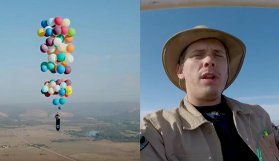 Uçan balonlarla 25 kilometre uçtu