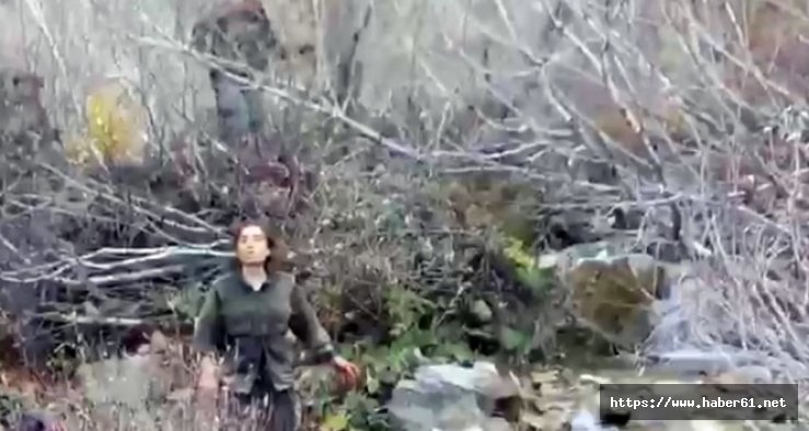 Kadın teröristin teslim olma anı