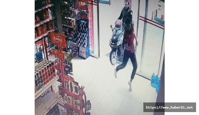 Trabzon'da motosiklet ile markete daldı