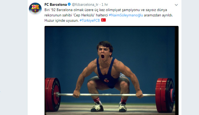 Barcelona, yüzyılın sporcusu Naim Süleymanoğlu'nu unutmadı
