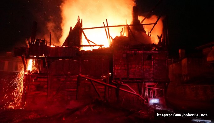 6 kişilik aile, kış günü çıkan yangında evsiz kaldı 