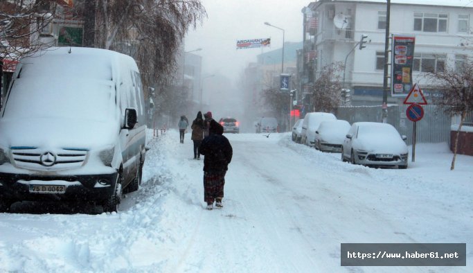 Ardahan yoğun kar yağışına teslim