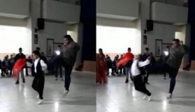 Oyun oynayan çocuğa arkasından tekme attı!