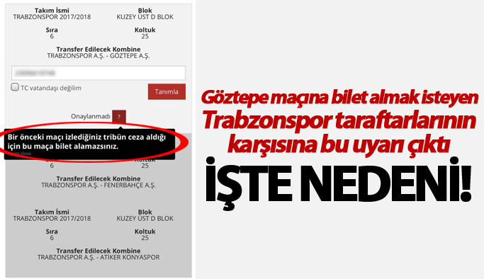 Trabzonspor taraftarı Göztepe maçına bilet alamadı: İşte nedeni