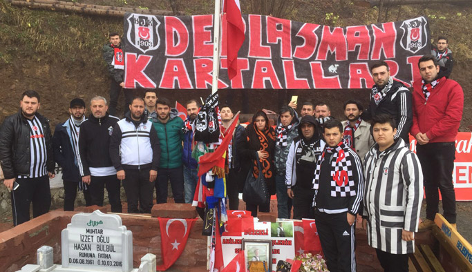 Beşiktaşlı taraftarlar, şehit Eren’in kabrini ziyaret etti