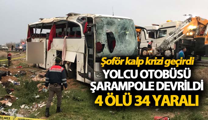 Yolcu otobüsü şarampole devrildi: 4 ölü 34 yaralı