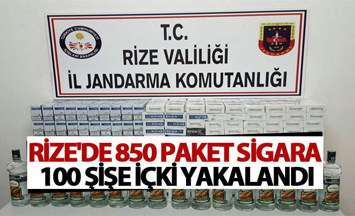 Rize'de 850 Paket sigara ile 100 şişe içki yakalandı