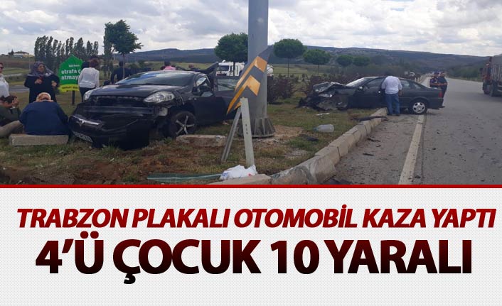 Trabzon plakalı araç kaza yaptı - 4'ü çocuk 10 yaralı