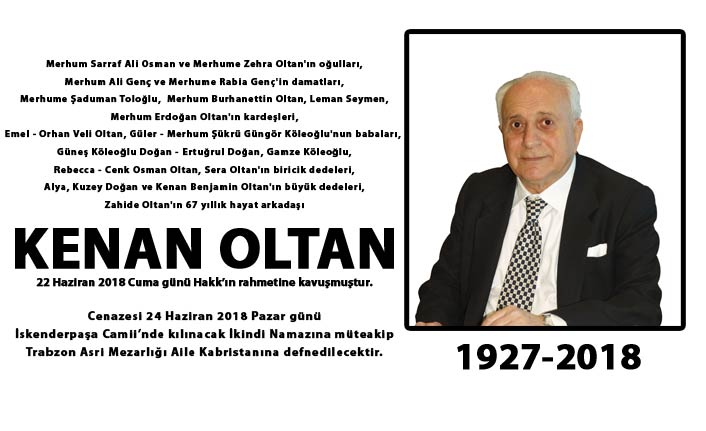 Kenan Oltan vefat İlanı