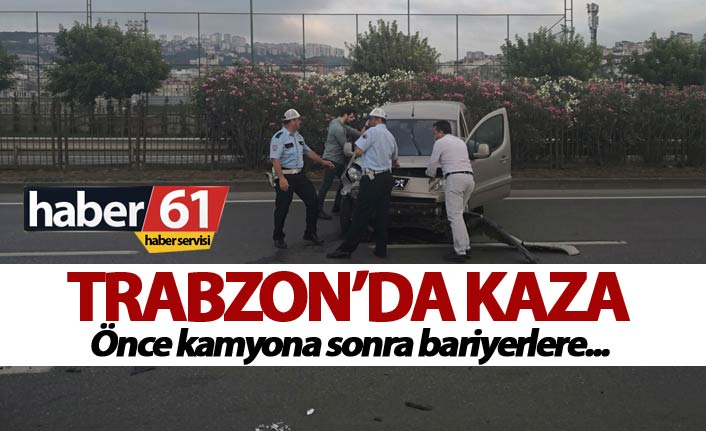 Trabzon’da Korkutan Kaza: Kamyona Çarptı, Bariyerlerde Durabildi