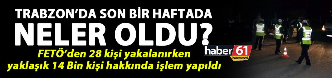 Trabzon’da son bir haftada neler oldu? 14 Bin kişi hakkında işlem yapıldı...