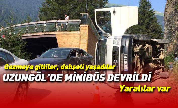 Uzungöl'de minibüs devrildi: 3 yaralı