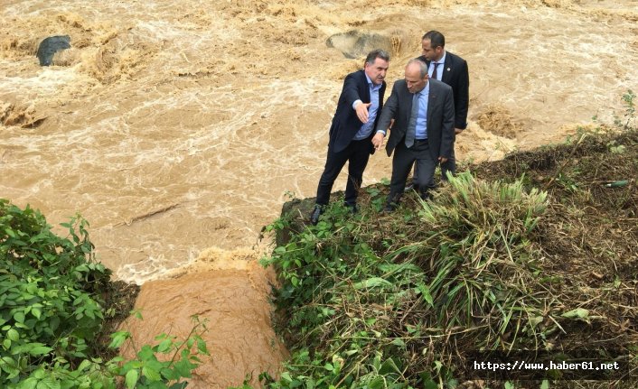 Bakanlar Rize'de sel bölgesinde