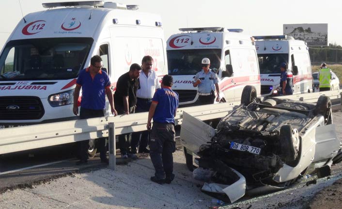 Otomobil takla attı: 5’i çocuk 9 yaralı