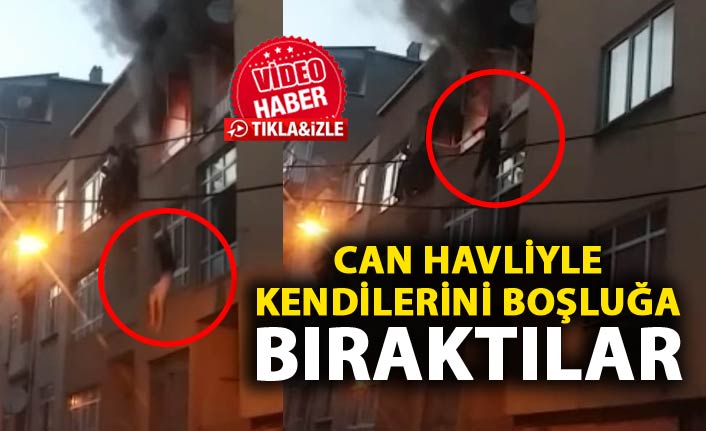 Yangında mahsur kalan kadınlar can havliyle 3. kattan atladı