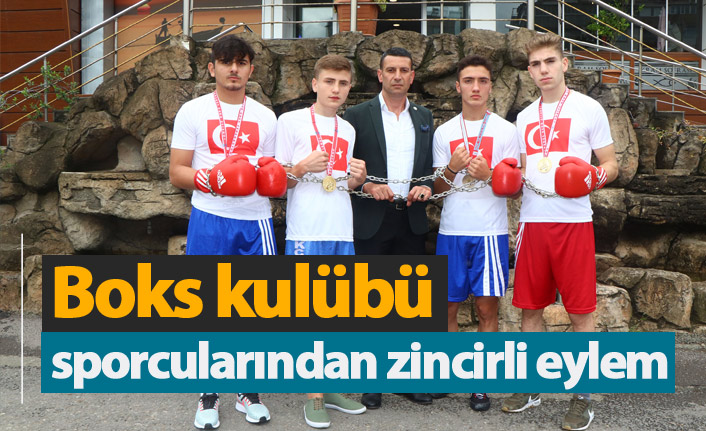Boks kulübü sporcularından zincirli eylem