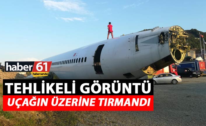 Tehlikeli Görüntü - Uçağın üzerine tırmandı
