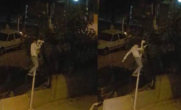 Güvenlik kamerasını çaldı