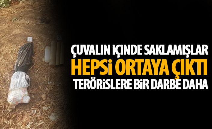 Teröristler silahları çuvalın içinde saklamış!