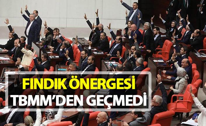 Fındık önergesi TBMM'den geçmedi