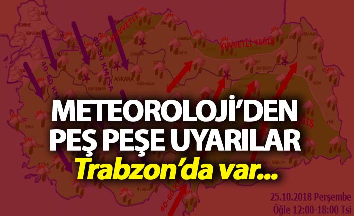 Meteoroloji'den peş peşe uyarılar - Trabzon'da var...