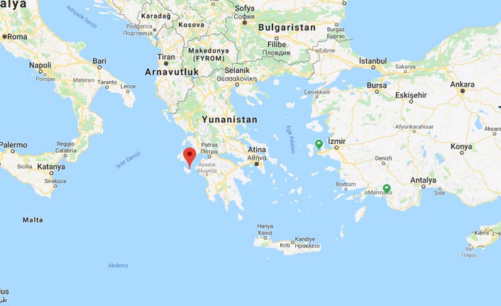 Zakinthos adası 3 santimetre kaydı