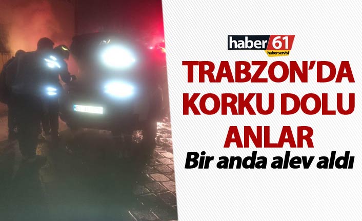 Trabzon'da hareket halindeki araç motor kısmından bir anda alev aldı