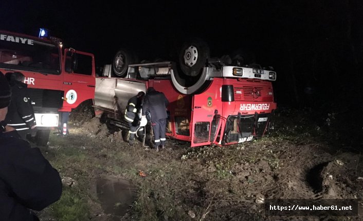 itfaiye aracı göreve giderken kaza yaptı!