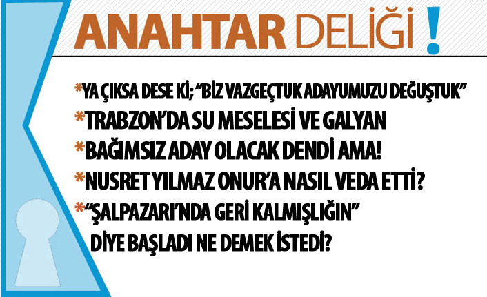 Anahtar Deliği : “Vazgeçtuk Değuşturduk” Senaryosu! Trabzon’da Adaylık Depremi ve Kulislerin Gizli Yüzü
