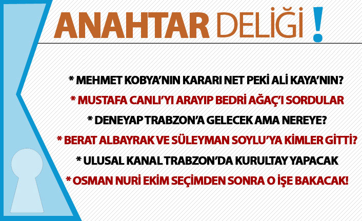 Anahtar Deliği : MEHMET KOBYA DESTEĞİ KESİN — PEKİ ALİ KAYA NE DEDİ?