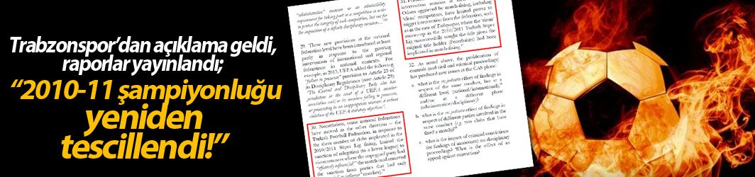 "Trabzonspor'un 2010-11 şampiyonluğu yeniden tescillendi"