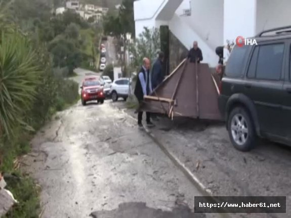 Bodrum'u fırtına fena vurdu