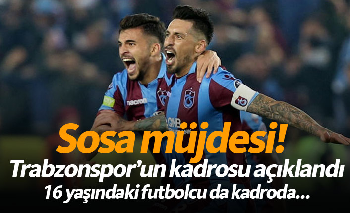 Trabzonspor'un kadrosu açıklandı! Sosa, Uğurcan ve Novak...