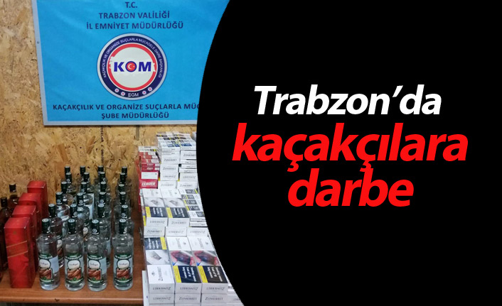 Trabzon'da gümrük kaçağı 930 sigara ile 32 şişe içki ele geçirildi.12 Mart 2019